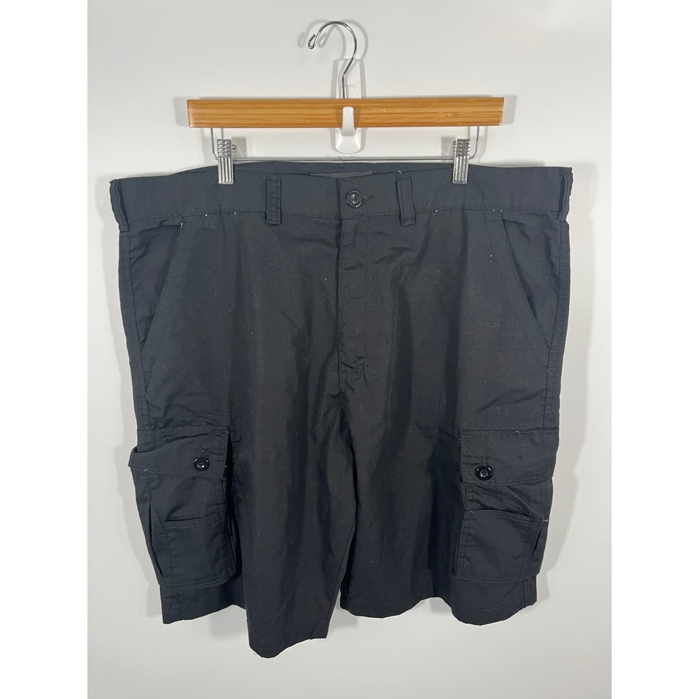 Blue Gear Mens Y2K Cargo Shorts 42 Black 100% Cotton‎ Baggy Skater Street